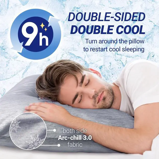 Alt view image 2 of 7 - Cooling Pillow Cases for Hot Sleepers, 2 Pack Standard Size, Breathable Cooling Pillow Covers with Hidden Zipper, Both Sides Q-Max>0.45, Ideal for Night Sweats, Grey