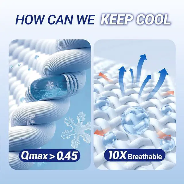 Alt view image 5 of 7 - Cooling Pillow Cases for Hot Sleepers, 2 Pack Standard Size, Breathable Cooling Pillow Covers with Hidden Zipper, Both Sides Q-Max>0.45, Ideal for Night Sweats, Grey