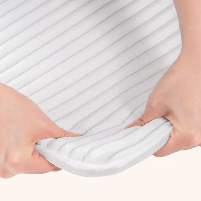 Alt view image 4 of 7 - Ultra Soft Charcoal Infused Memory Foam Bath Mat 20" x 32", Bath Rugs for Bathroom Non-Slip, Thick & Water Absorbent Bathroom Rugs, Room Accessories Shower Floor Mat, Washable, White