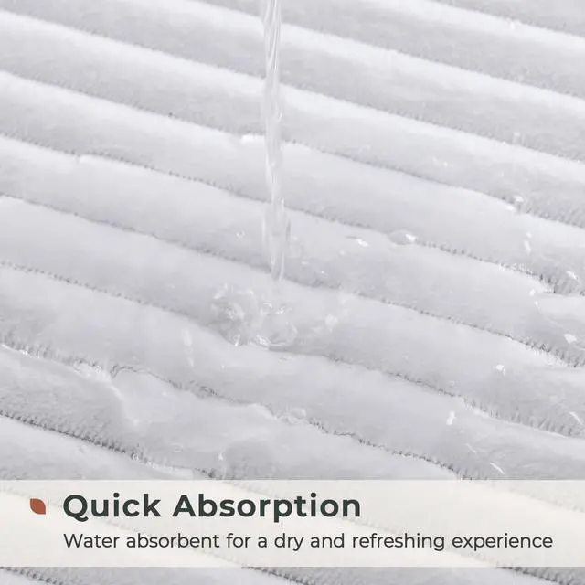 Alt view image 5 of 7 - Ultra Soft Charcoal Infused Memory Foam Bath Mat 20" x 32", Bath Rugs for Bathroom Non-Slip, Thick & Water Absorbent Bathroom Rugs, Room Accessories Shower Floor Mat, Washable, White