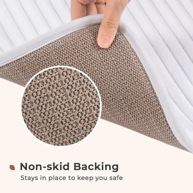 Alt view image 6 of 7 - Ultra Soft Charcoal Infused Memory Foam Bath Mat 20" x 32", Bath Rugs for Bathroom Non-Slip, Thick & Water Absorbent Bathroom Rugs, Room Accessories Shower Floor Mat, Washable, White