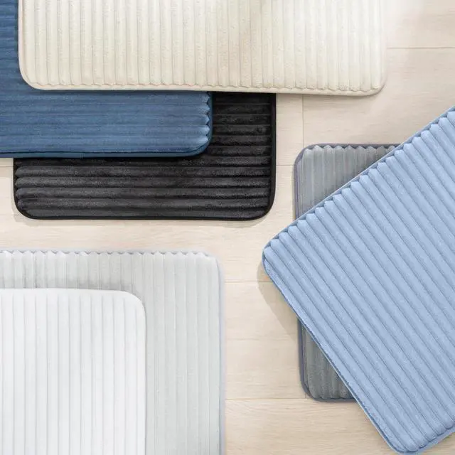 Alt view image 7 of 7 - Ultra Soft Charcoal Infused Memory Foam Bath Mat 20" x 32", Bath Rugs for Bathroom Non-Slip, Thick & Water Absorbent Bathroom Rugs, Room Accessories Shower Floor Mat, Washable, White