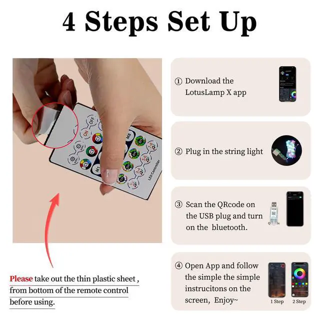 Alt view image 3 of 7 - 65.6ft Smart RGB LED Strip Lights (2×32.8ft) App & Remote Control, Music Sync Color Changing Lights for Bedroom & Tent