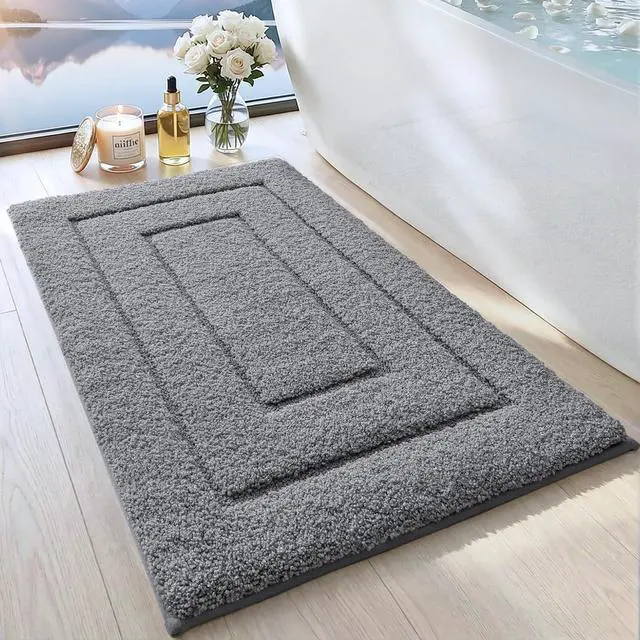Main image of Bathroom Rug 32x20, Non Slip Washable Bath Mat for Shower Floor, Absorbent Soft Bathmat with Rubber Backing, Quick Dry Microfiber Carpet, Grey