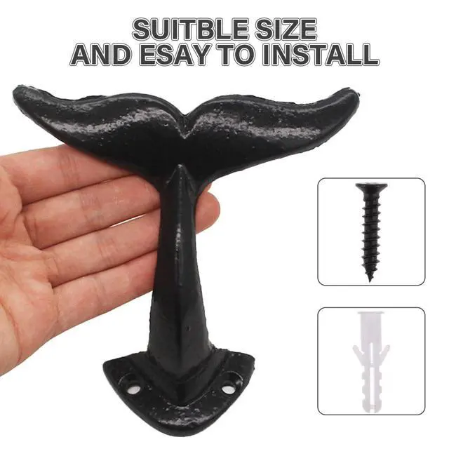 Alt view image 4 of 7 - Whale Tail Cast Iron Wall Hook Decorative Vintage Coat Hooks Mermaid Tail Decorative Wall Mounted Hanger for Hanging Coats, Purses, Towels, Hats, Beach Themed Decor