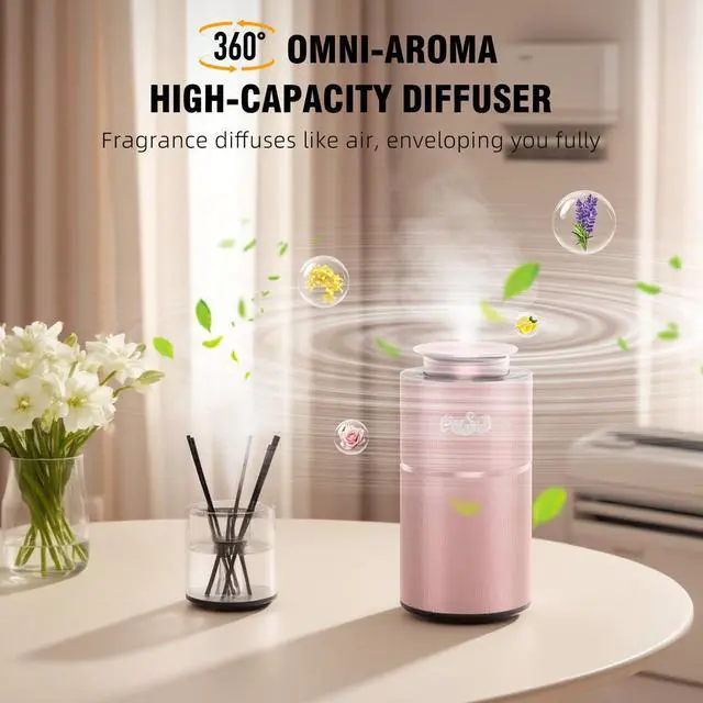 Alt view image 6 of 7 - Smart Waterless Diffuser, Waterless Diffusers for Essential Oils with Timer & 3 Mist Levels, Super Silent Aromatherapy Essential Oil Diffuser Battery Operated for Car, Home, Office Rose Gold