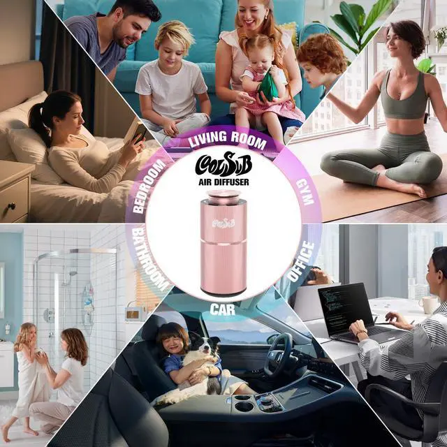 Alt view image 7 of 7 - Smart Waterless Diffuser, Waterless Diffusers for Essential Oils with Timer & 3 Mist Levels, Super Silent Aromatherapy Essential Oil Diffuser Battery Operated for Car, Home, Office Rose Gold