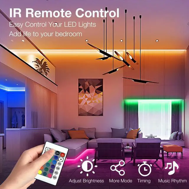 Alt view image 2 of 7 - Led Strip Lights 200 ft(2 Rolls of 100 ft) Smart Strips with App Control Remote, Led Lights for Bedroom, Music Sync Color Changing for Room Home Decor Party Festival