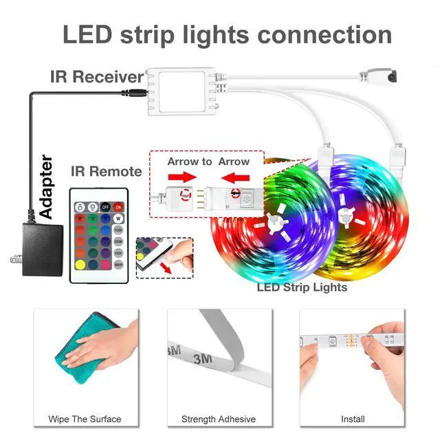 Alt view image 4 of 7 - Led Strip Lights 200 ft(2 Rolls of 100 ft) Smart Strips with App Control Remote, Led Lights for Bedroom, Music Sync Color Changing for Room Home Decor Party Festival