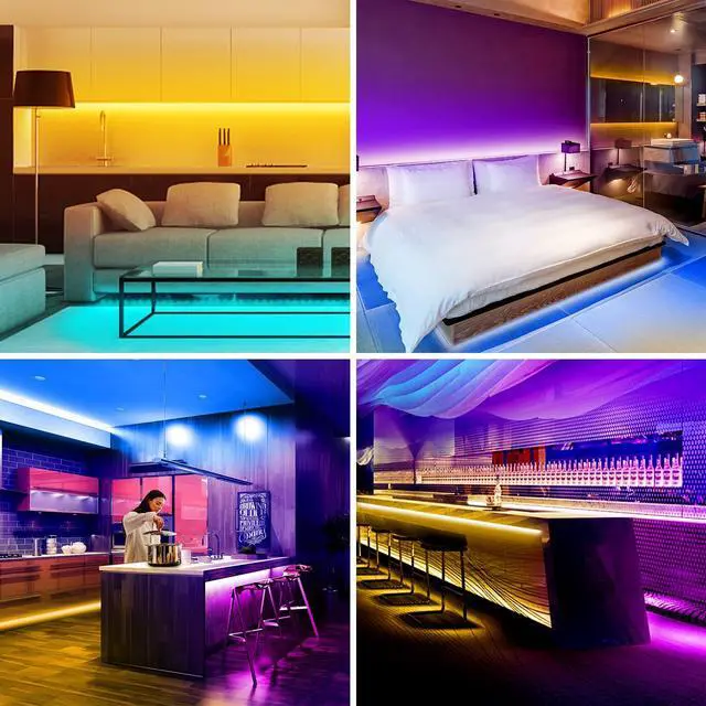 Alt view image 6 of 7 - Led Strip Lights Smart with App Control Remote, 2835 RGB for Bedroom, Music Sync Color Changing for Room Party 200 ft (2 Rolls of 100 ft)