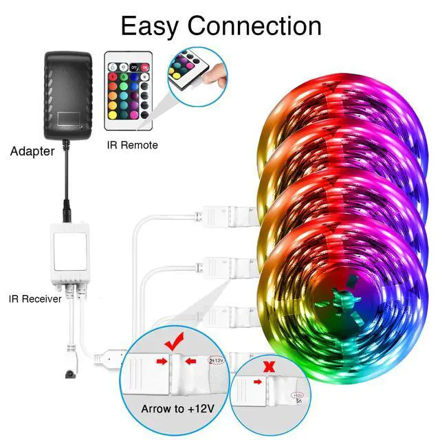 Alt view image 3 of 7 - Led Strip Lights Smart with App Control Remote, 2835 RGB for Bedroom, Music Sync Color Changing for Room Party 200 ft (2 Rolls of 100 ft)