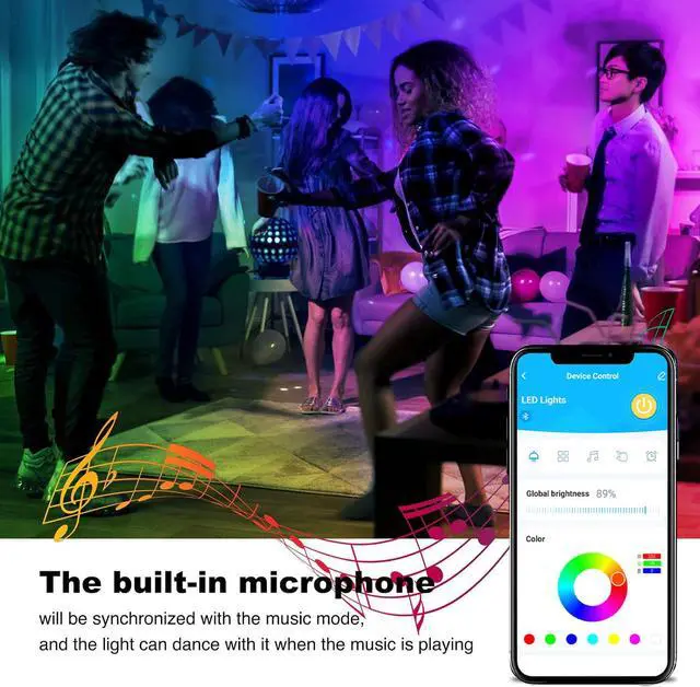 Alt view image 3 of 7 - 65.6Ft Smart Led Lights,2835 RGB Led Strip Lights Kits with Remote, App Control Timer Schedule Led Music Strip Lights(2 Rolls of 32.8ft)