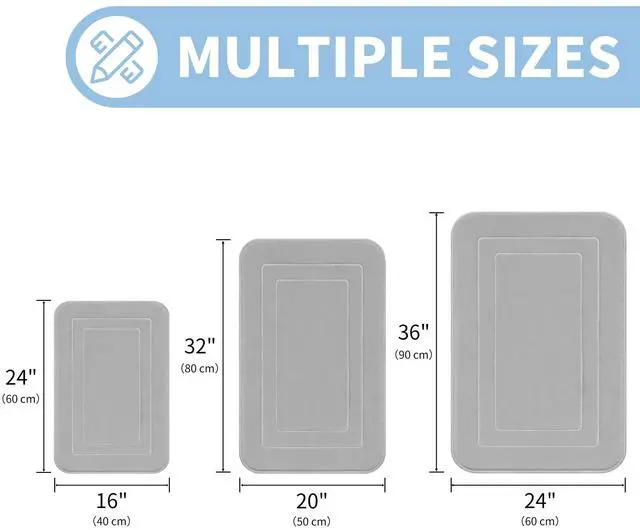 Alt view image 2 of 7 - Super Soft Memory Foam 20" x 32" Bath Mats for Bathroom Floor Shower & Tub, Grey Bathroom Rugs Non Slip Washable, Water Absorbent Bath Rugs, Quick Dry Bath Carpet for Decor