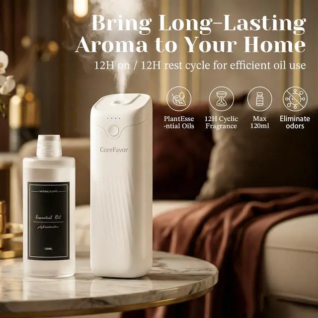 Alt view image 5 of 7 - Waterless Essential Oil Diffuser with 120ml Oil, Portable Battery-Operated Cold Air Aroma Scent Machine, 4 Adjustable Intensity Levels, Quiet Diffuser for Bedroom Office Bathroom Car