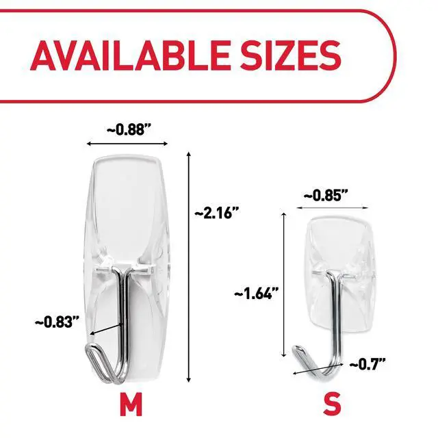 Alt view image 2 of 7 - Small Clear Wire Toggle Hooks, 10 Wall Hook and 12 Strips, Damage-Free Hanging with Adhesive, Great for Hanging, Organization and Storage, Holds up to 0.5 lb