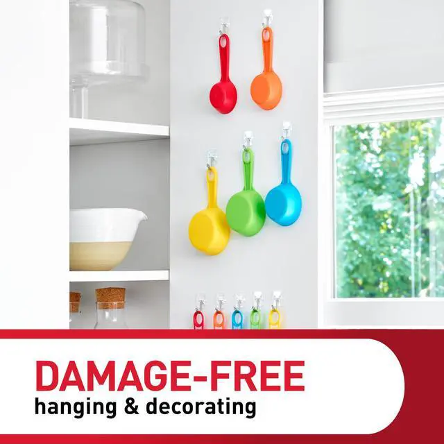 Alt view image 4 of 7 - Small Clear Wire Toggle Hooks, 10 Wall Hook and 12 Strips, Damage-Free Hanging with Adhesive, Great for Hanging, Organization and Storage, Holds up to 0.5 lb