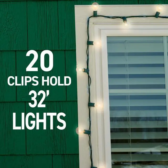 Alt view image 5 of 7 - Outdoor Light Clips, 20 Clear Clips and 24 Command Strips, Damage-Free Hanging Outdoor Light Clips with Weather Resistant Strips, Wall Clip for Hanging Outdoor Lights and Cable Management