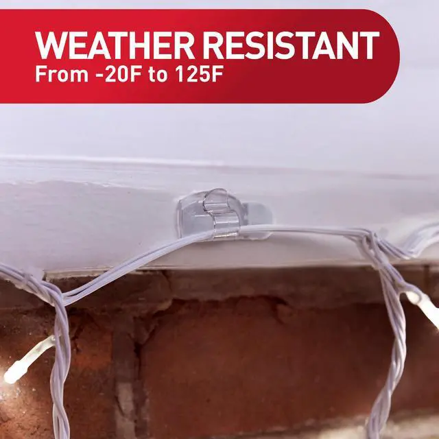 Alt view image 7 of 7 - Outdoor Light Clips, 20 Clear Clips and 24 Command Strips, Damage-Free Hanging Outdoor Light Clips with Weather Resistant Strips, Wall Clip for Hanging Outdoor Lights and Cable Management