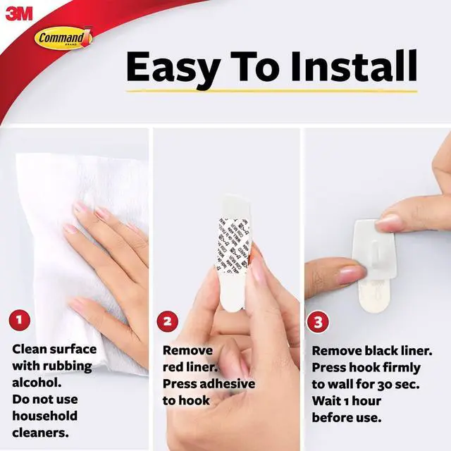 Alt view image 7 of 7 - Micro Hooks, White, 3-Hooks, 4-Strips, Organize Damage-Free