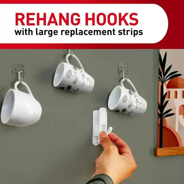 Alt view image 3 of 7 - Indoor Small Replacement Strips, 64 Strips, Damage-Free Wall Hanging, Re-Hang Small Hooks for Home and Wall Decor, Holds up to 1 lb, White Adhesive