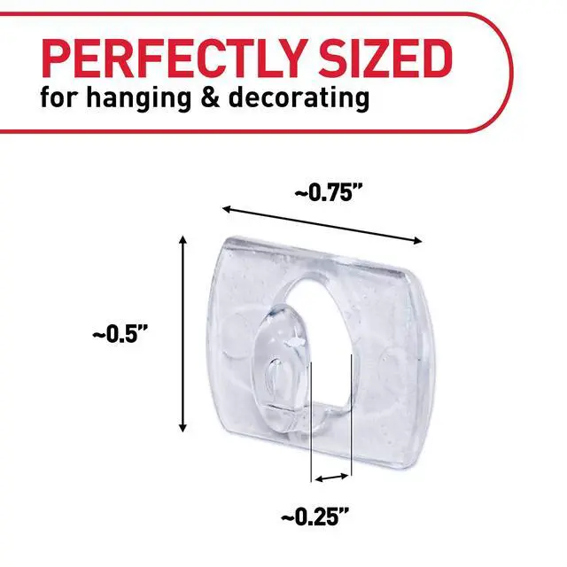 Alt view image 2 of 7 - Clear Indoor Mini Light Clips Value Pack, 45 Clips, 54 Strips, Damage-Free String Light Hangers for Home, Room, Wall, Office, and Dorm Decor, Great for Cable Management, Holds up to 0.3 lb