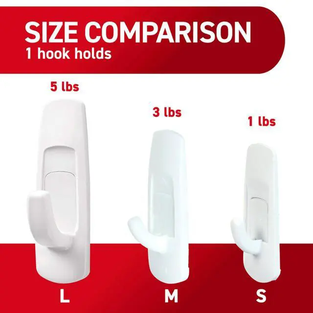 Alt view image 5 of 7 - 5 lb Large Utility Hooks, 7 Hooks and 12 Strips, Damage-Free Hanging Wall Hook with Adhesive Strips, No Tools Required, Great for Home Kitchen Office Organization