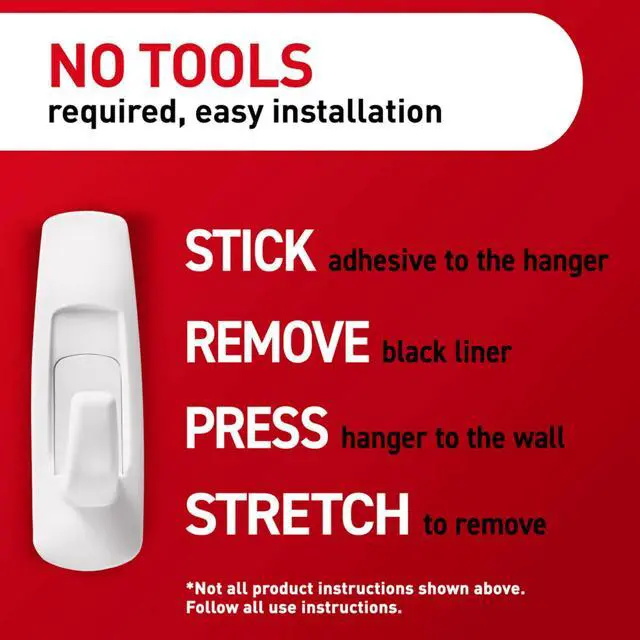 Alt view image 6 of 7 - 5 lb Large Utility Hooks, 7 Hooks and 12 Strips, Damage-Free Hanging Wall Hook with Adhesive Strips, No Tools Required, Great for Home Kitchen Office Organization