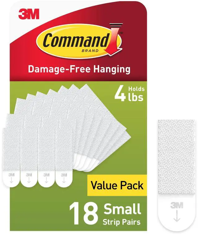 Main image of 4 lb Small Picture Hanging Strips 18 Pairs (36 Command Strips), Damage-Free Hanging Picture Hangers, No Tools Wall Hanging Strips for Home Decor, White Adhesive Strips