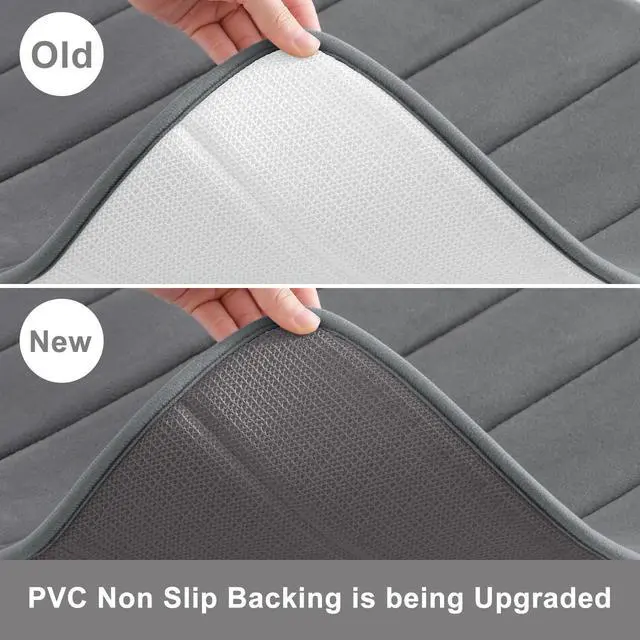 Alt view image 3 of 7 - Memory Foam Bath Mat, 30" x 20", Ultra Soft and Non-Slip Bathroom Rugs, Water Absorbent and Machine Washable Bath Rug for Bathroom, Shower, and Tub, Grey