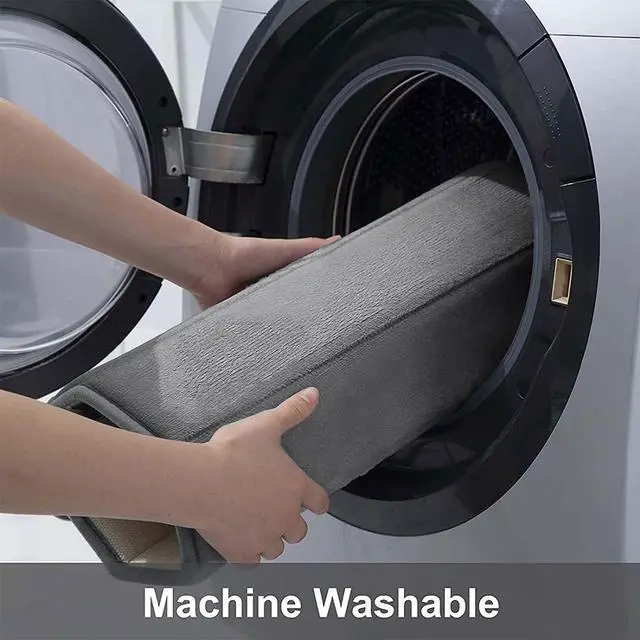 Alt view image 5 of 7 - Memory Foam Bath Mat, 30" x 20", Ultra Soft and Non-Slip Bathroom Rugs, Water Absorbent and Machine Washable Bath Rug for Bathroom, Shower, and Tub, Grey