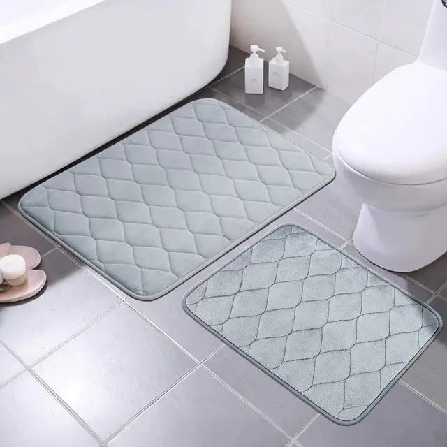 Main image of 2Pcs Bathroom Rugs Set, Memory Foam Bath Mat Set, Soft Absorbent Non-Slip Bathroom Mats, Machine Washable Quick Dry Bathroom Decor - Perfect for Shower, Bathtub Gray