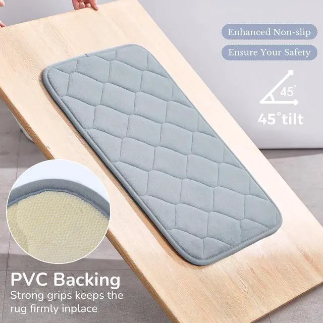 Alt view image 5 of 7 - 2Pcs Bathroom Rugs Set, Memory Foam Bath Mat Set, Soft Absorbent Non-Slip Bathroom Mats, Machine Washable Quick Dry Bathroom Decor - Perfect for Shower, Bathtub Gray