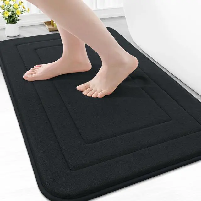 Main image of Memory Foam Bathroom Rug Mat 30x20, Ultra Soft and Absorbent Bath Mat, Machine Wash Dry, Comfortable Bath Rug Carpet for Bathroom Floor, Tub and Shower, Black