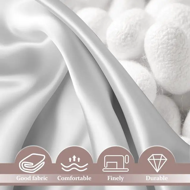 Alt view image 3 of 7 - 2 Pack 100% Pure Silk Pillowcase for Hair and Skin, Both Sides Mulberry Silk Pillowcases with Hidden Zipper, Cooling Pillowcase 19 Momme, 600 Thread Silk Pillow Cases Standard Size, Gray