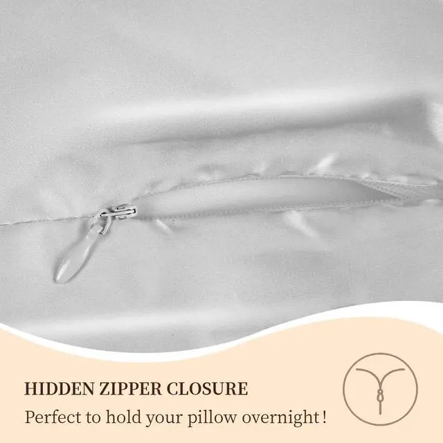 Alt view image 3 of 7 - 100% Pure Mulberry Silk Pillowcase for Hair and Skin, Standard Size 20*26 Cooling Silk Pillow Case by Zipper Closure, Smooth Dual Sides Bed Silk Pillow Cover for Women.(Light Gray, Standard-1 Pcs)