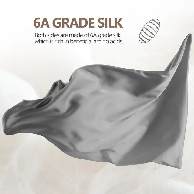 Alt view image 2 of 7 - 100% Mulberry Silk Pillow Cases 2 Pack for Hair & Skin, 6A Grade Hypoallergenic Pillowcases with Hidden Zipper, Anti-Aging Anti-Frizz, Machine Washable, Standard Sizes, Luxury Gift(Gray, Standard)