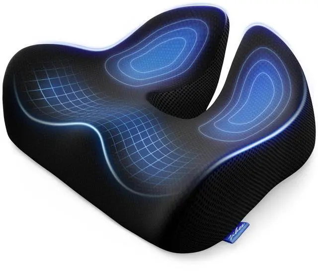 Main image of Thickened Seat Cushion, Ergonomic Memory Foam Hemorrhoid Pillow for Hip, Sciatica, Long Sitting Relief, 6.0" Thick Office Chair Cushion with Widened Cutout for Tailbone Pain Relief in Car, Home