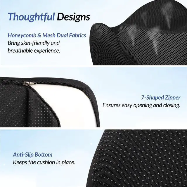 Alt view image 6 of 7 - Thickened Seat Cushion, Ergonomic Memory Foam Hemorrhoid Pillow for Hip, Sciatica, Long Sitting Relief, 6.0" Thick Office Chair Cushion with Widened Cutout for Tailbone Pain Relief in Car, Home
