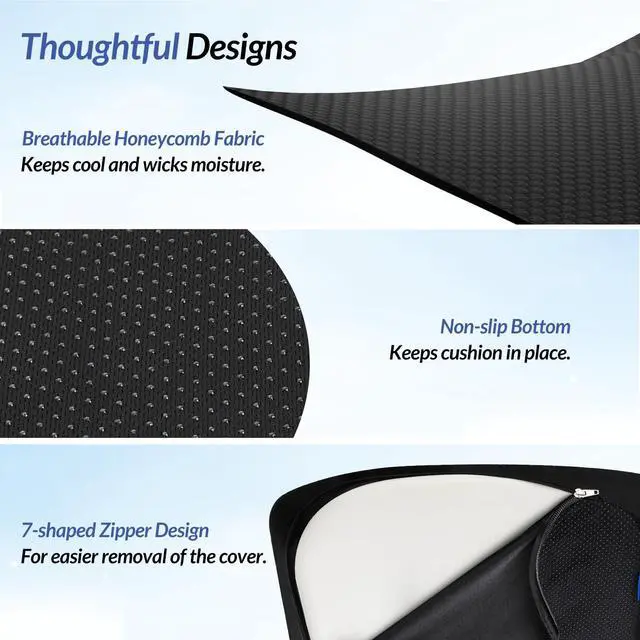 Alt view image 7 of 7 - Pioneering Seat Cushion for Pressure Relief, Ergonomic Office Chair Cushion for Sciatica, Back, Hemorrhoids & Tailbone Pain Relief, High-Density Memory Foam Car Seat Cushion with Anti-Slip Base