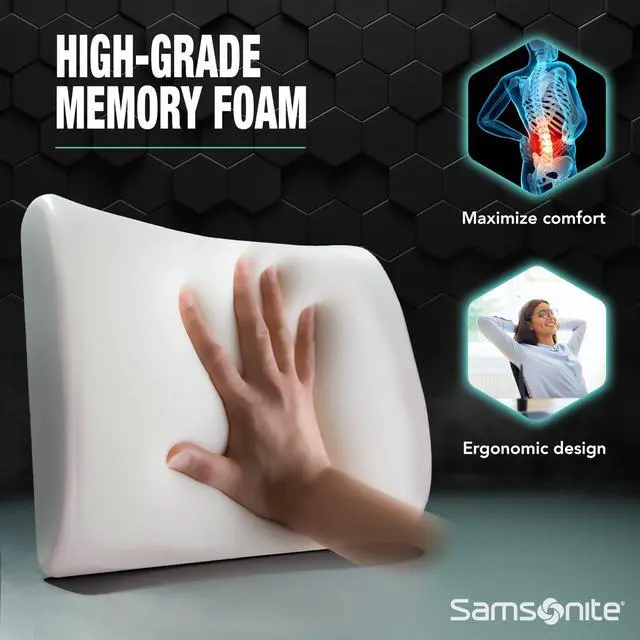 Alt view image 4 of 5 - Memory Foam Lumbar Support Pillow for Office Chair, Gaming Chair, or Automotive Use, Ergonomic Back Cushion, Home Office Essentials for Sitting Comfort and Posture Relief Back Support