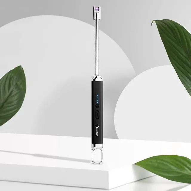 Alt view image 6 of 7 - Lighter Rechargeable USB Lighter Arc Electric Lighetrs with Safety Switch 360° Flexible Neck Flameless Grill Long Lighters for Candle Camping Cooking (Black+Champagne Gold)