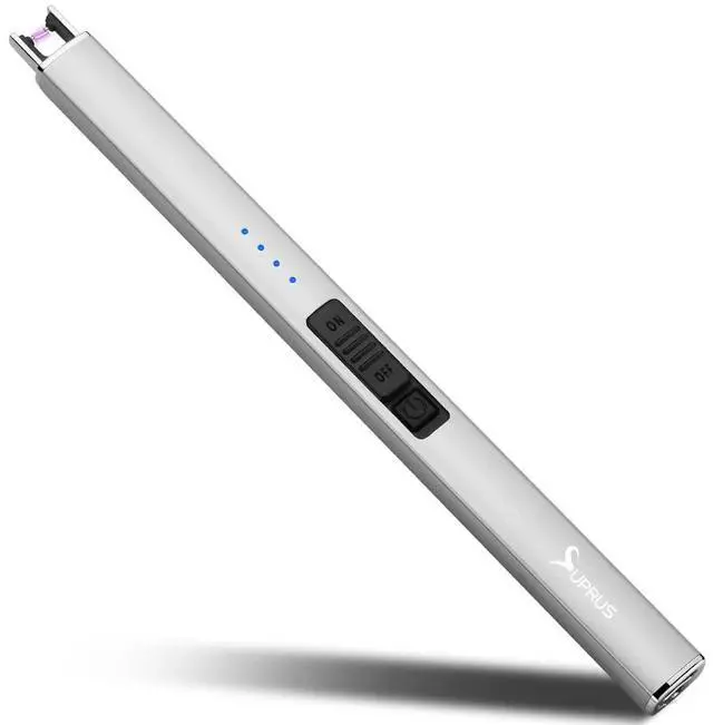 Main image of Electric Lighter Arc Windproof Flameless USB Rechargeable Lighter with Safety Lock for Candle BBQ Camping (Silver)