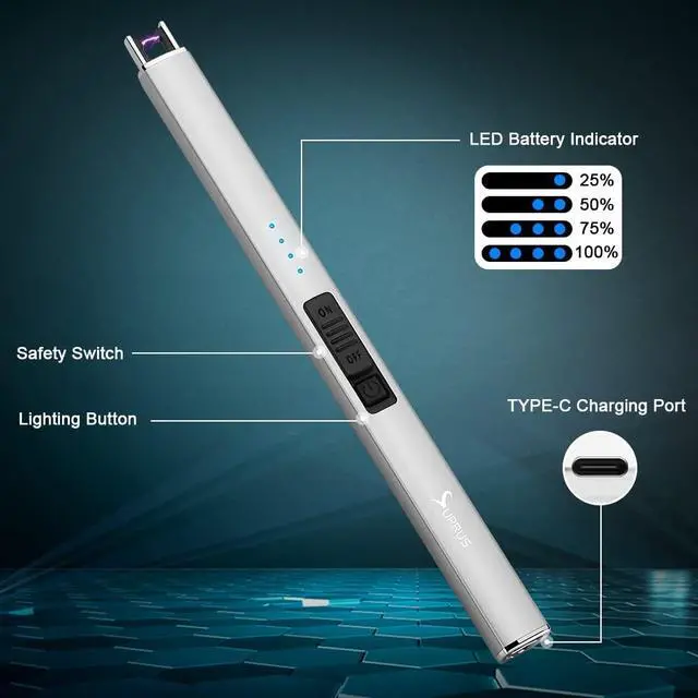 Alt view image 3 of 7 - Electric Lighter Arc Windproof Flameless USB Rechargeable Lighter with Safety Lock for Candle BBQ Camping (Silver)