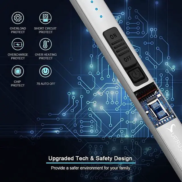 Alt view image 4 of 7 - Electric Lighter Arc Windproof Flameless USB Rechargeable Lighter with Safety Lock for Candle BBQ Camping (Silver)