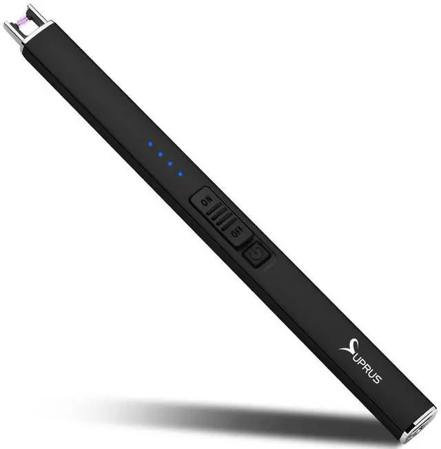 Main image of Electric Lighter Arc Windproof Flameless USB Rechargeable Lighter with Safety Lock for Candle BBQ Camping (Black)