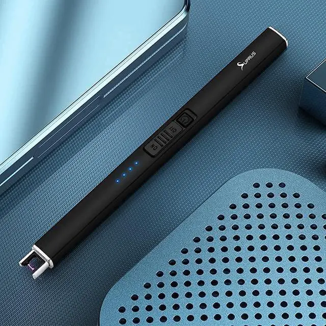 Alt view image 2 of 6 - Electric Lighter Arc Windproof Flameless USB Rechargeable Lighter with Safety Lock for Candle BBQ Camping (Black)