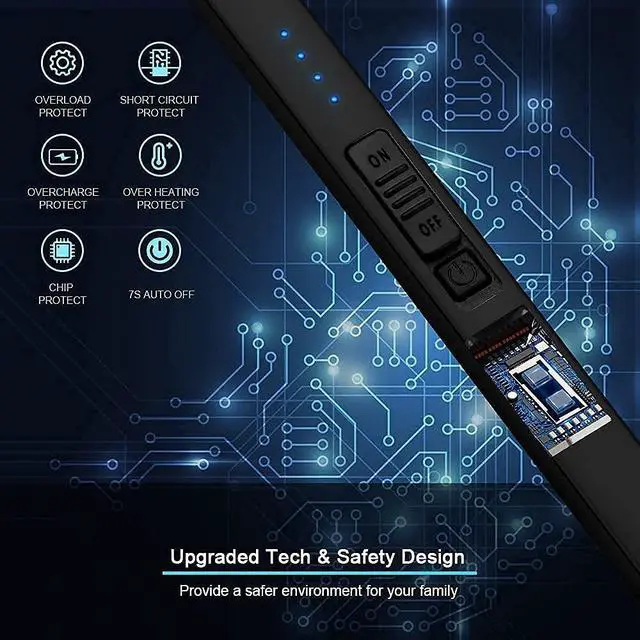 Alt view image 4 of 6 - Electric Lighter Arc Windproof Flameless USB Rechargeable Lighter with Safety Lock for Candle BBQ Camping (Black)