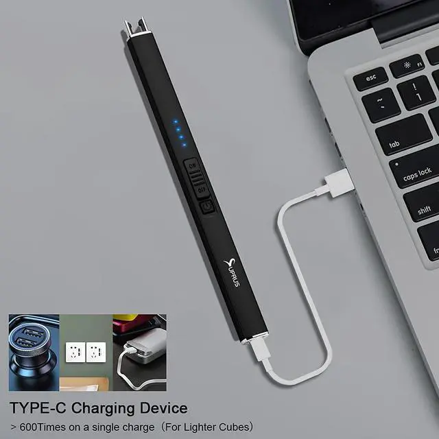 Alt view image 6 of 6 - Electric Lighter Arc Windproof Flameless USB Rechargeable Lighter with Safety Lock for Candle BBQ Camping (Black)