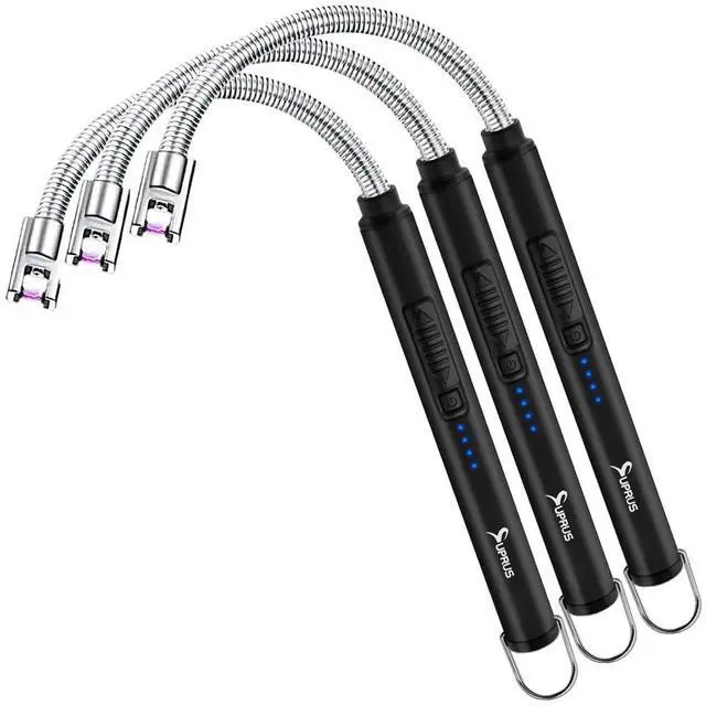 Main image of Electric Candle Lighter USB Type C Rechargeable Lighter Steel Shell & Hanging Hook with 360° Flexible Neck(Black, 3)