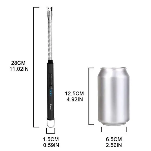 Alt view image 5 of 7 - Electric Candle Lighter USB Type C Rechargeable Lighter Steel Shell & Hanging Hook with 360° Flexible Neck(Black, 3)